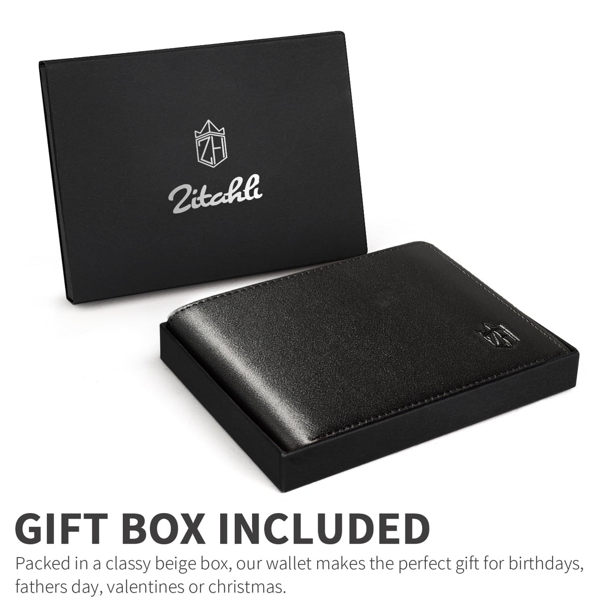 Zitahli Wallet for Men 12 Card Holder Slim Rfid Leather 2 ID Window Wallets With Gift Box Men's Accessories