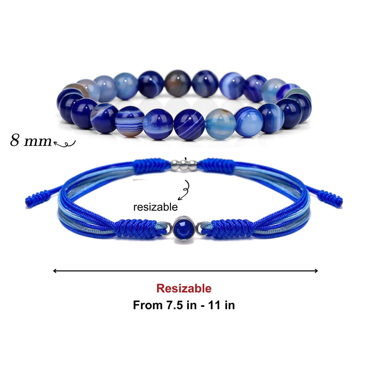 Crgwxzl September Birthstone Bracelets for Women Men,Healing Crystal Protection Stone Blue Lace Agate Beads Bracelet,String Wrap Zodiac Month Bracelets Birthday Jewelry Gifts