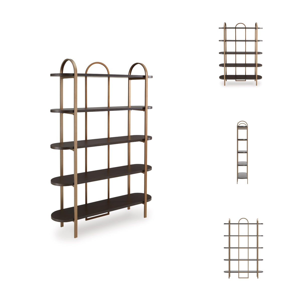 Signature Design by Ashley Brentmour 72" H Bookcase, Metallic & Dark Brown