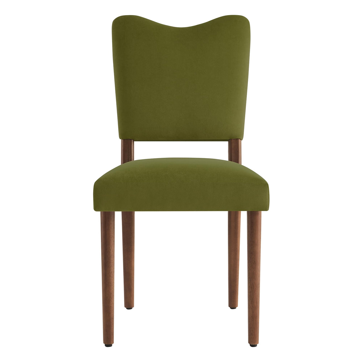KISLOT Upholstered Dining Chairs Set of 4, Modern Velvet Kitchen Chairs with Solid Wood Legs, High Back Wooden Dining Room Chairs with Dark Walnut Color Legs for Farmhouse Kitchen Dining Room, Green