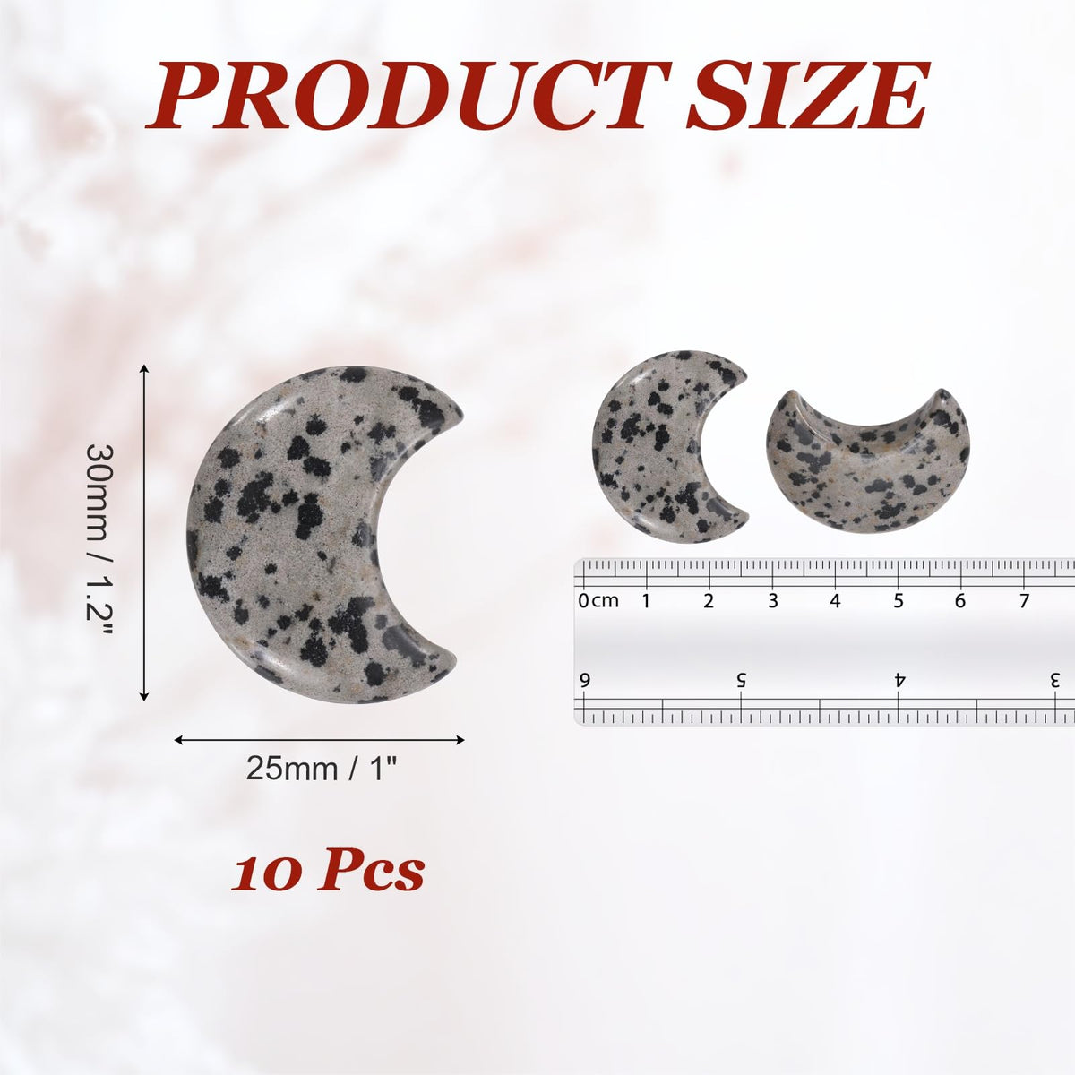 MECCANIXITY 10 Pcs Moon Crystal Worry Stone, 1.2 Inch Length Natural Spotted Jasper Moon Gemstone Bulk, Carved Pocket Stones for Meditation Balancing Pendant Decor