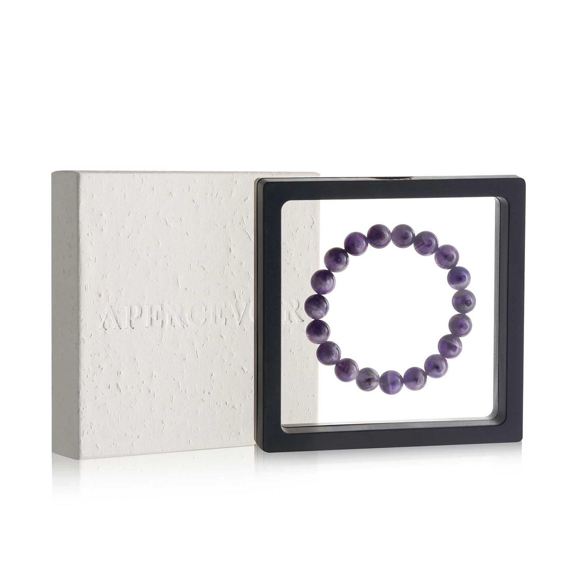 APERCEVOIR Natural Amethyst Bracelet for Women, Men - Handmade 10mm Dream Crystal Beads, Healing & Calming Energy Gemstone Jewelry, Elegant Gift for Birthday, Anniversary, or Meditation