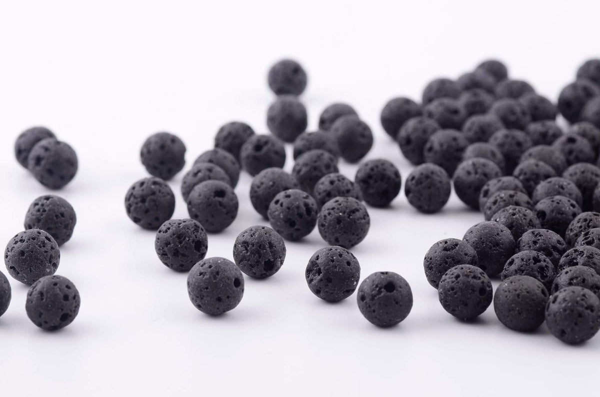 Natural Black Lava Round Genuine Stone Beads - 100pcs, 10mm, Hole 1mm, DIY for Essential Oil Yoga Bracelet Necklace Earrings Jewelry Making
