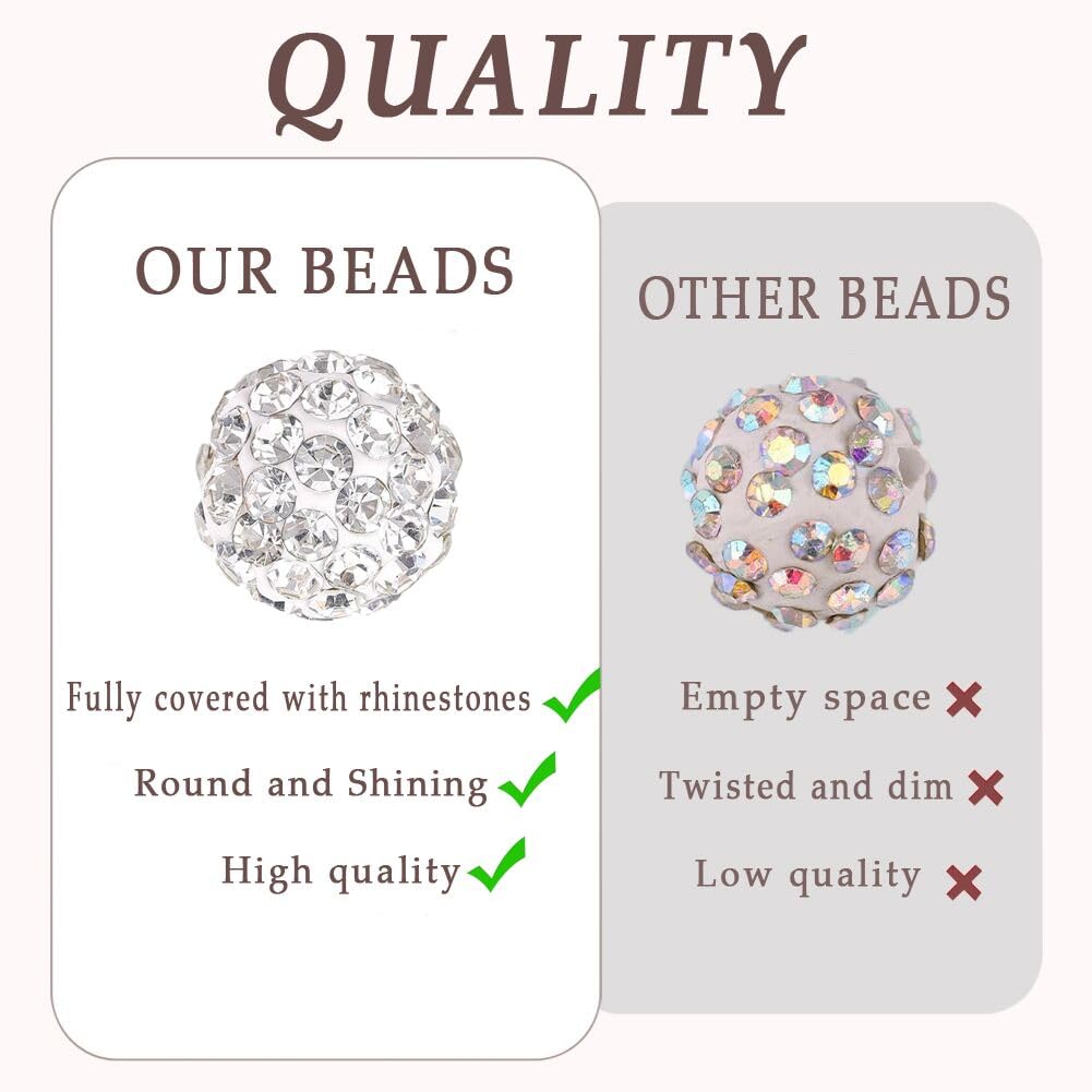 320pcs Crystal Beads for Pen Making, Including 100pcs 10mm Rhinestone Mixed with Round Bead and Bubble Gum, and 120pcs 8mm Spaced, DIY handicrafts (10mm)