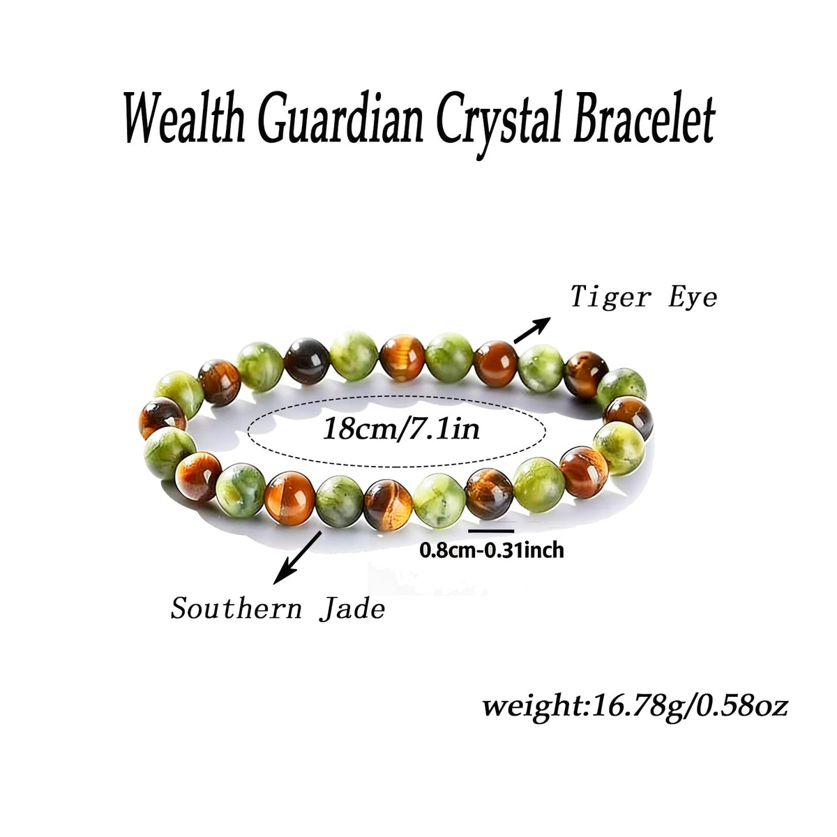 Adjustable Crystal Money Bracelets for Women Aventurine & Tiger-Eye Stone Beaded Bracelet Wealth Attraction Feng Shui Good Luck Elastic Bracelets Natural Healing Protection Jade Spiritual Jewelry (Wealth-Luxury)