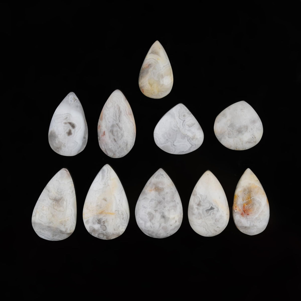 ColouredRocks (10pcs. (12-16MM.) WHITE CRAZY LACE AGATE, Mix Shape, Natural Cabochon Crystals, Loose Gemstone, Wholesale Polished Supply, Jewelry Making, DIY Craft, Gem Collection