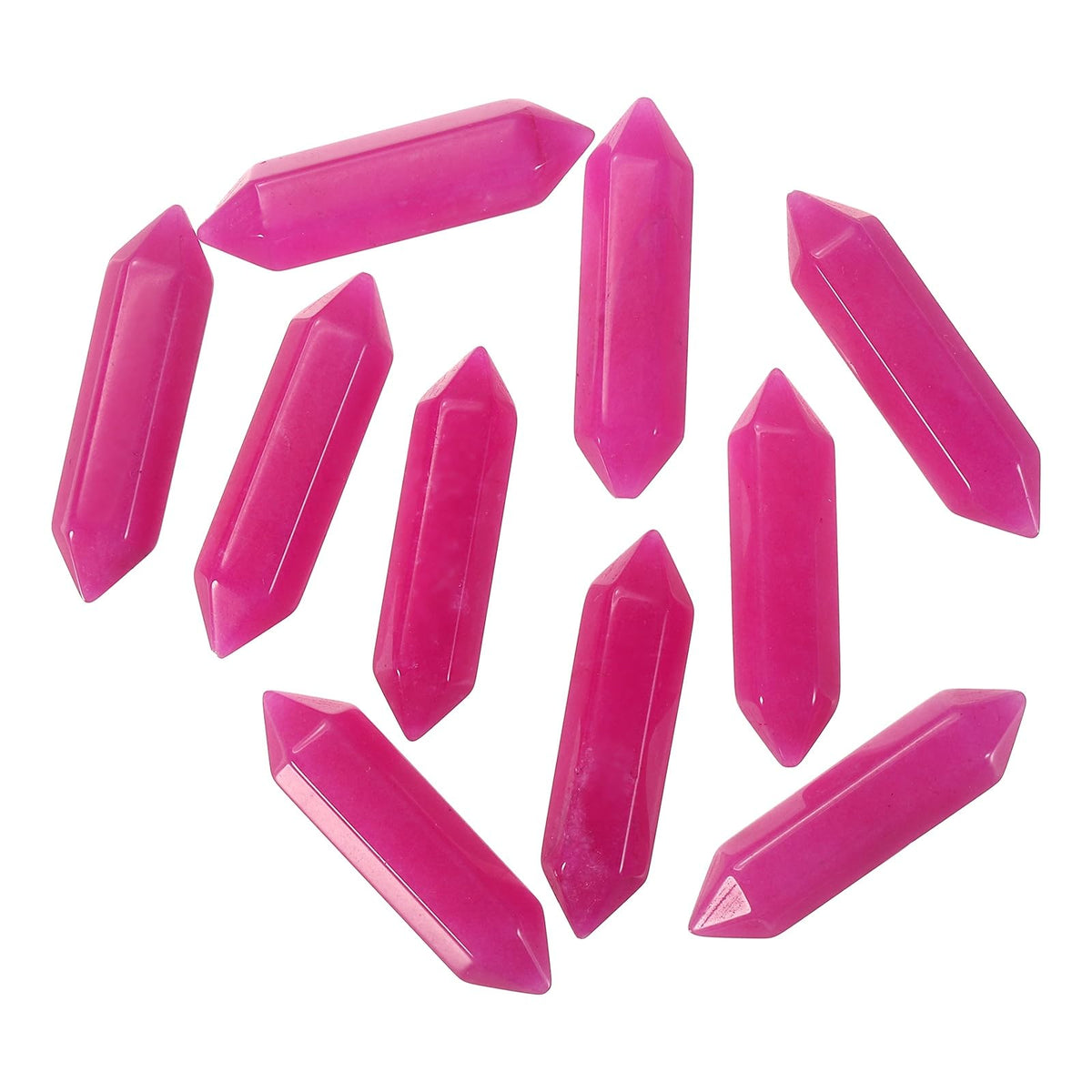 MECCANIXITY 10 Pack Rose Red Quartz Crystals, Polished Crystals Bulk Hexagonal Shaped Meditation Gemstone for Jewelry Making Energy Balance Accessories Gifts