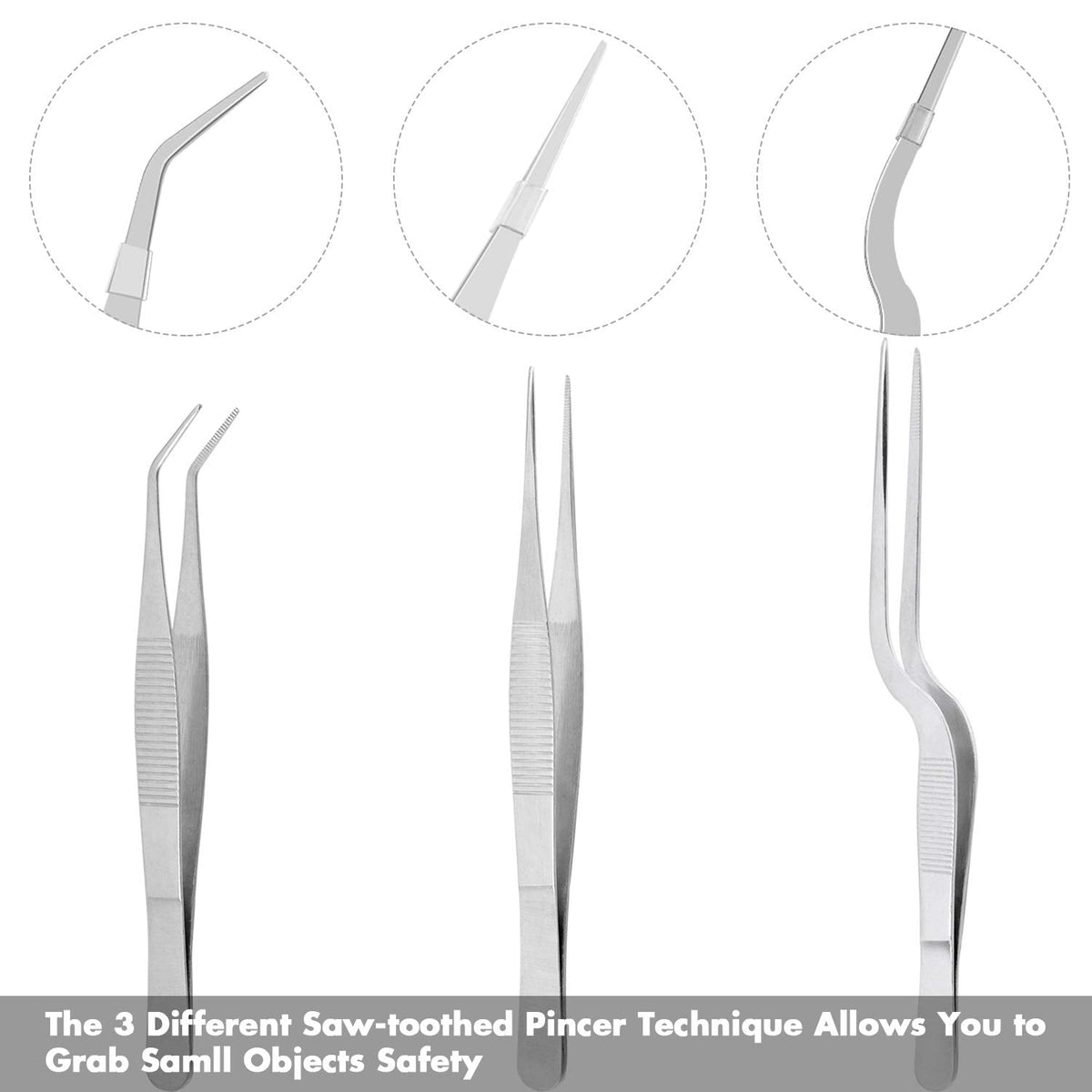 Cridoz 6 Pcs Stainless Steel Kitchen Cooking Tweezers Precision Tongs Drawing Spoons Offset Spatula for Food Culinary Plating Decorating