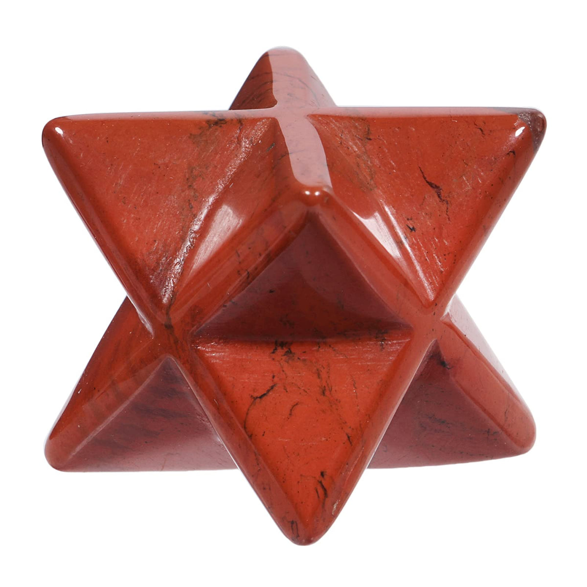 Loveliome Natural Red Jasper Merkaba Crystal Protection Sacred Meditation Energy Generator Healing Chakra Six-Pointed Star 1 Inch