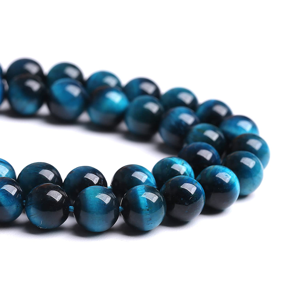 75PCS 10MM Blue Tiger Eye Beads Natural Stone Gemstone Spacer Loose Beads for Jewelry Making DIY Bracelet Semi Precious Beads 2 Strands