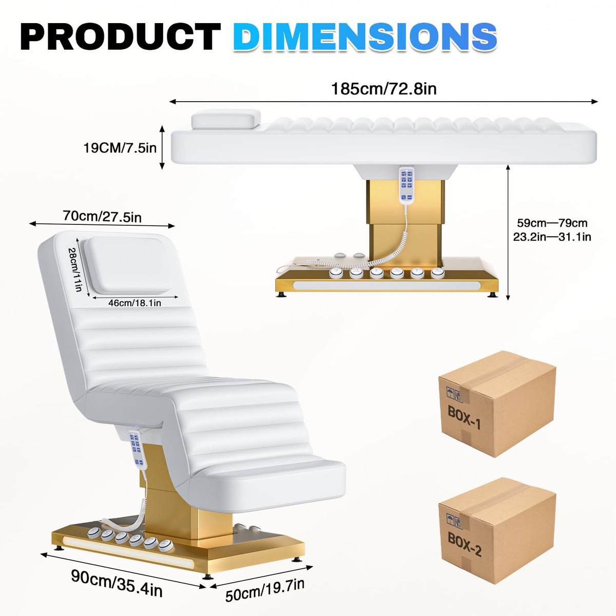 Zumic Professional Full Electrical Lift Massage Table for Esthetician with 5 Memory Foam, 3-Motors 200W Adjustable Tattoo Facial Beauty Bed with Remote Control for Podiatry Office Aesthetician