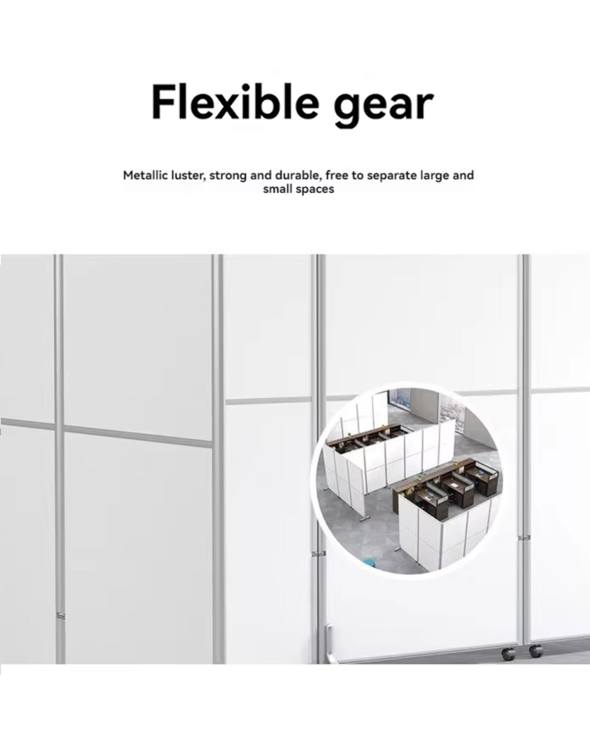 OUOQNUE Foldable Office Partition Divider with Wheels, Movable Privacy Screen Panel, Portable Room Divider Wall, Modular Workspace Separator for Office, Conference Home and Hospital White+Gray 10 Pcs