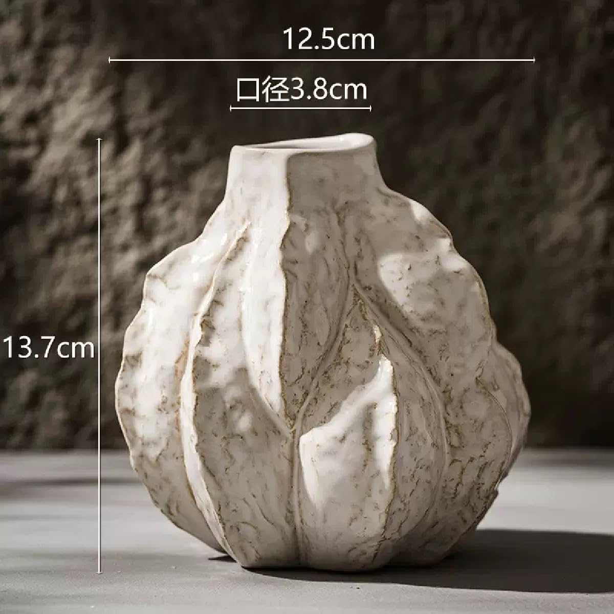 Vetraiy Ceramic Flower Vase(5.39Inch) Off-White Textered Vase Modern Farmhouse Minimalist Decor with Gift Box for Home,Tabletop,Shelf,Balcony,Office,Living Room,Wedding,Party(M)