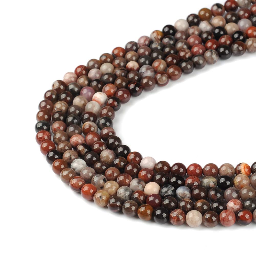 10mm Natural Petrified Wood Gemstone Round Loose Beads Crystal Stone Bracelet Necklace Accessories Crafts for Jewelry Making DIY,1 Strand 15"