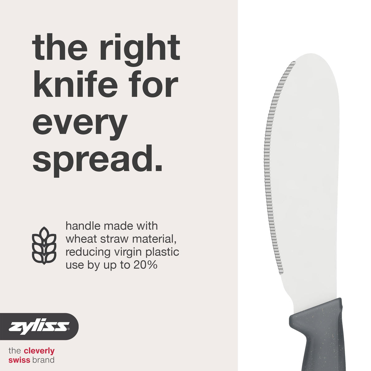 Zyliss Sandwich Knife & Condiment Spreader - Sandwich Spreader for Butter, Cream Cheese, & Jellies - Ergonomic Stainless Steel Spreading - Butter Spread for Bagels & Toast - Gray 4.7"