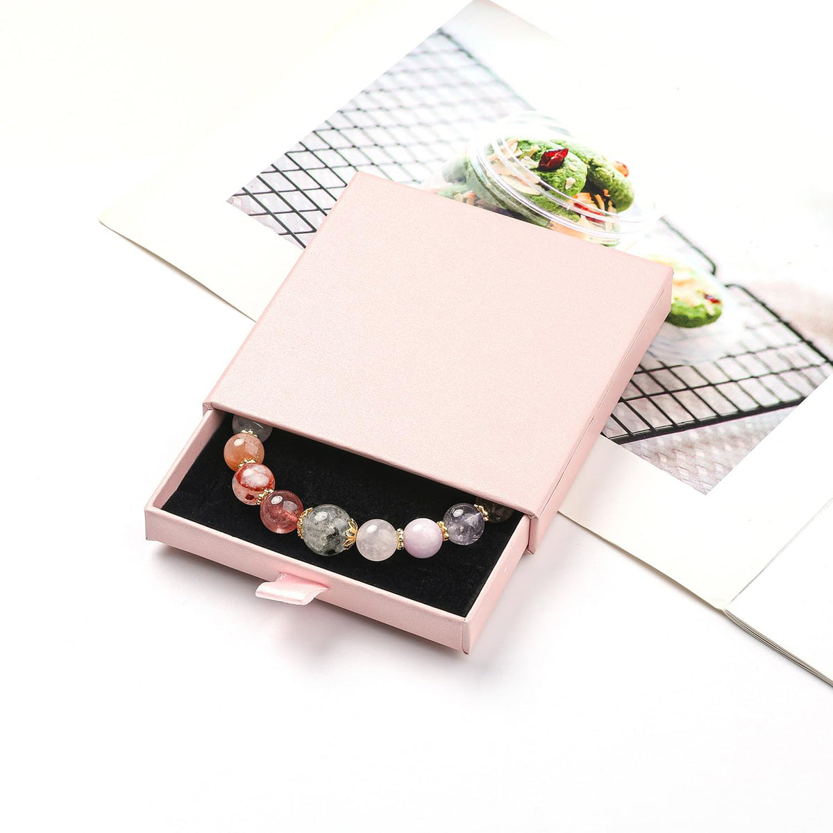 Moslovstar Multi-Gemstone Crystal Healing Bracelet, Colorful Beaded Stretch Bracelets for Women 10 mm Round Meditation Healing Jewlery Gifts