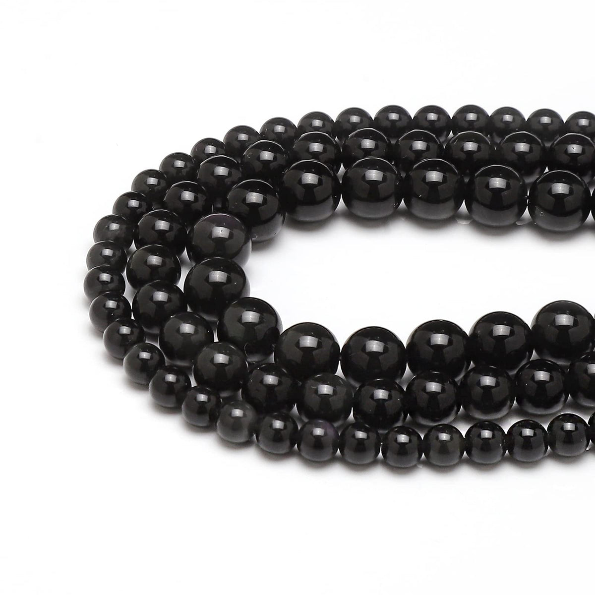 45pcs 8mm Natural Black Obsidian Gemstone Beads Energy Healing Crystal Round Loose Stone Beads for Jewelry Making, DIY Bracelets Necklaces