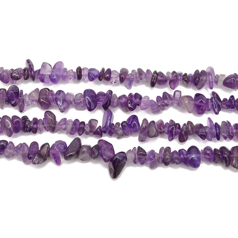 PLTbeads 5-8mm Natral Healing Gemstone Waist Bracelets Necklace Kit Irregular Stone DIY Crafts Design Jewelry Making 1 Strand per Bag Approxi 34 inch (Amethyst Chips)