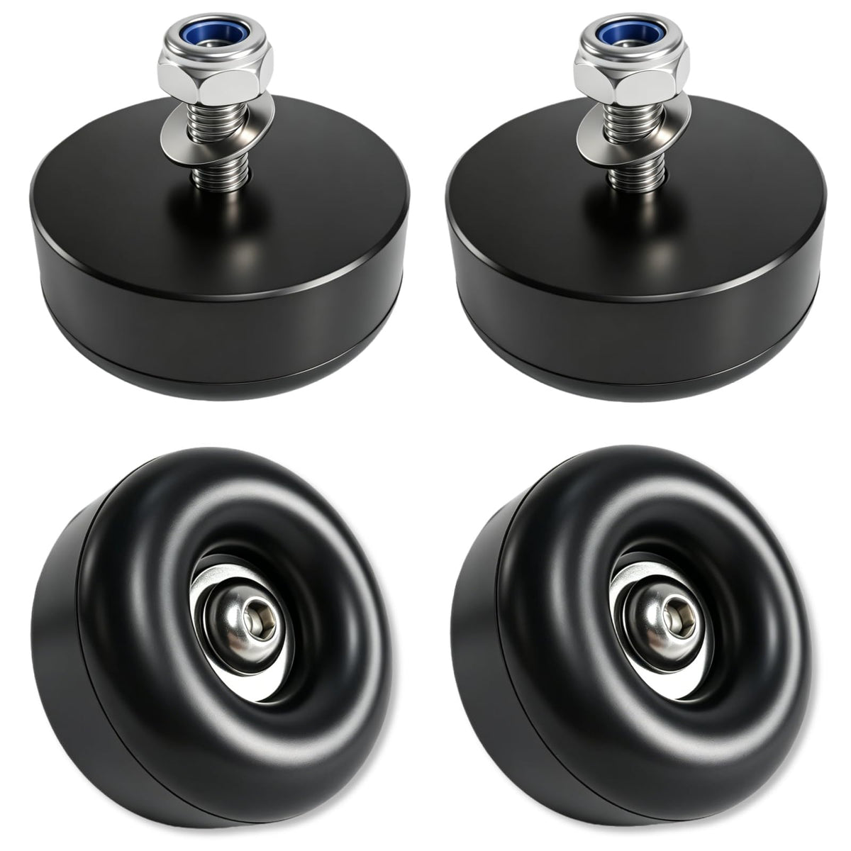 4-Pack Heavy Duty Rubber Anti-Vibration Feet &Rubber Bumpers - 1" x 2.5" Shock Absorbing Pads with Screw Kits for Generators,Pressure Washers,Air Compressors,Pumps,Trailer Ramp Door Bumpers