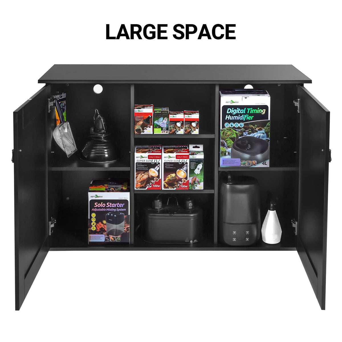 REPTI ZOO Reptile Aquarium Terrarium Wooden Stand and Cabinet with Adjustable Shelf for 48L x 18W inch Amphibian/Fish Sea Salt Water Tank Terrarium(Cabinet Only)