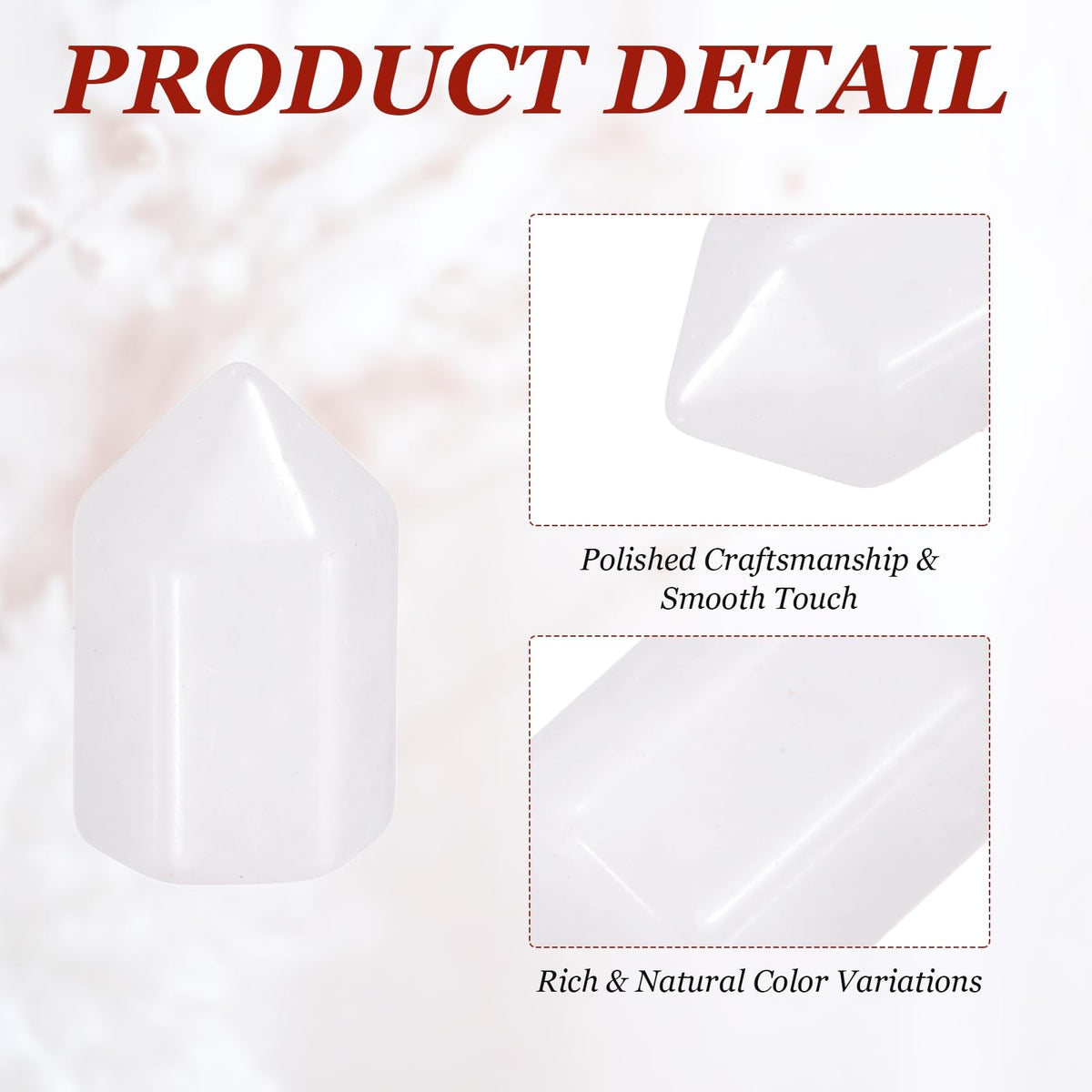 MECCANIXITY Crystals Wands Clear Quartz Hexagonal Faceted Single Points Towers Pocket Polished Stone Bulk for Energy Chakra Meditation Crystal Healing, 15 x 25mm (White),5Pcs