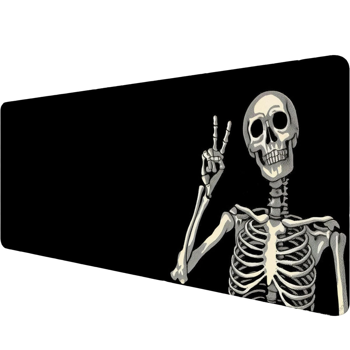 Skull Skeleton Desk Pad Mouse Pad Funny Black Halloween Mousepad XL Large Gaming Mouse Pad Laptop Keyboard Mat Desk Pad 31.5"x11.8" Office Home Decor for Women Girl