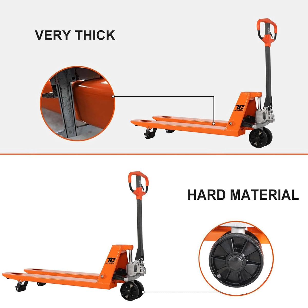 Tory Carrier Manual Pallet Jack Truck - 5500lbs Capacity, 48" L x 21" W Forks - Heavy-Duty Hand Pallet Truck with Controllable Lowering Speed, Overload Protection, and Nylon Wheels-2PCS