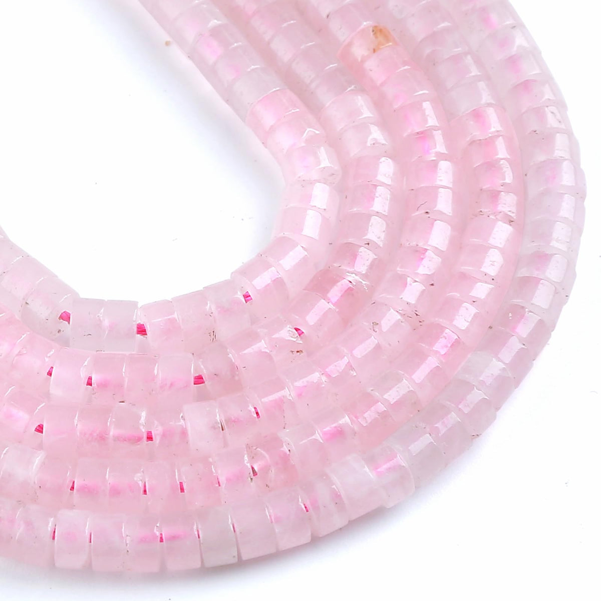 150pcs 2x4mm Natural Rose Quartz Tube Shape Beads Loose Flat Round Cylinder Flat Spacer Green Stone Beads for Bracelet Earrings Jewelry Making