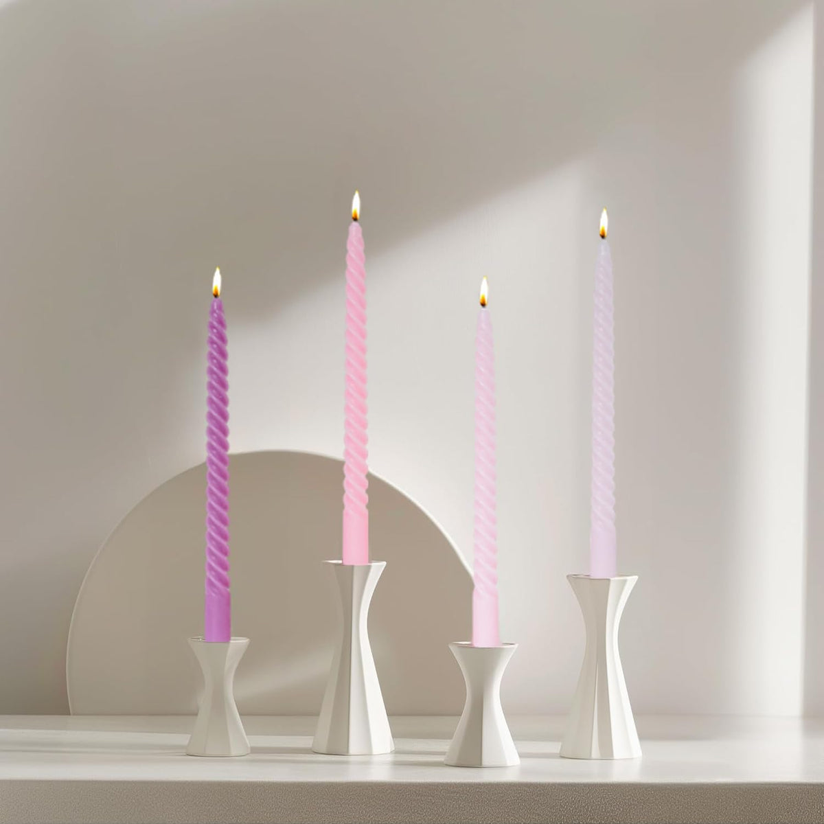 MAITREYA Purple Taper Candles Tall Candles Stick-Set of 12 for Decoration Weddings Party Church-Unscented Dripless Candles,10inch(F-Gradient Purple)
