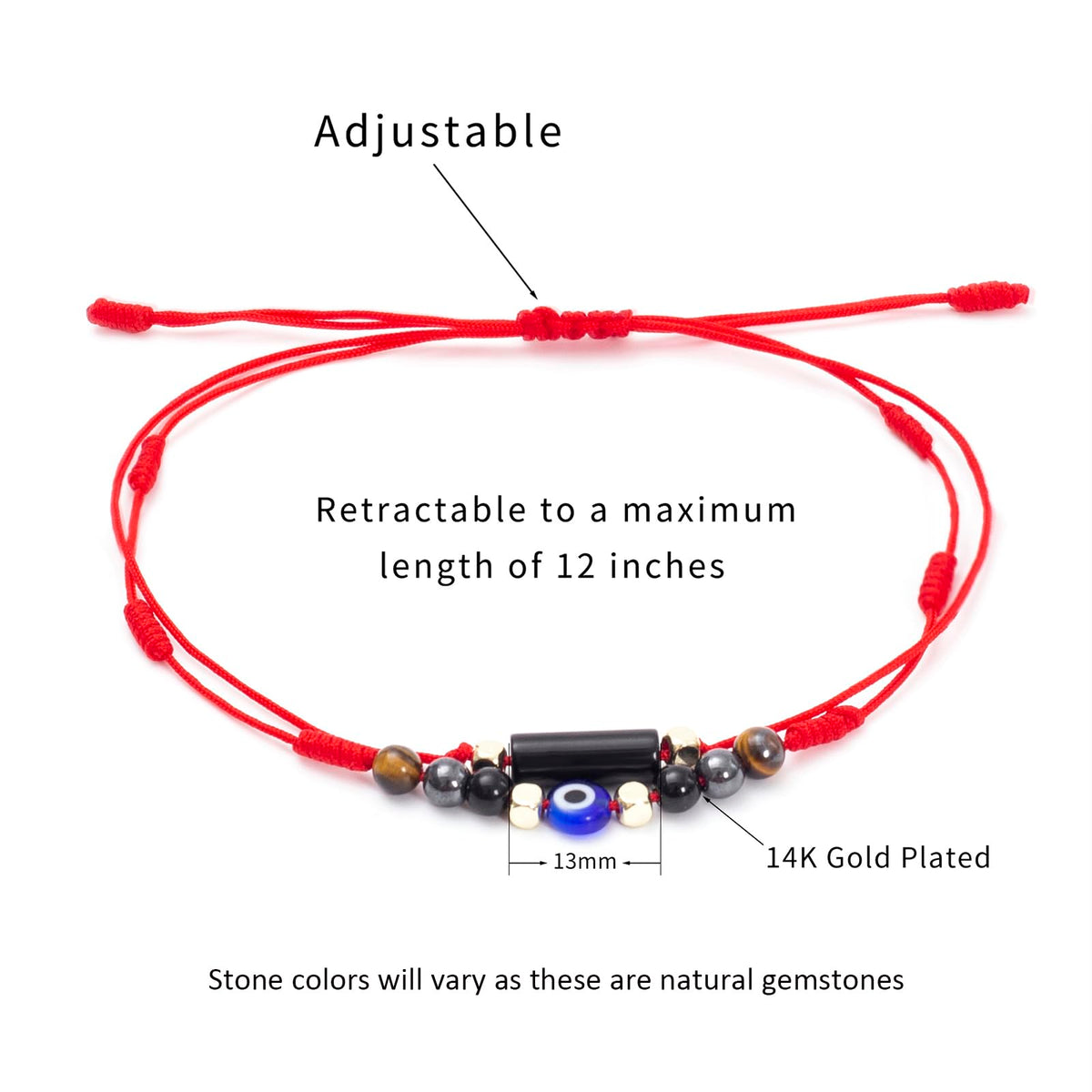 MTJAHPS Protection Bracelet, empath protection, black obsidian Crystals and Healing Stones Bracelet for Women ，Luck ，Anxiety and Stress Clam Bracelet (Evil Eye 7 Knot)