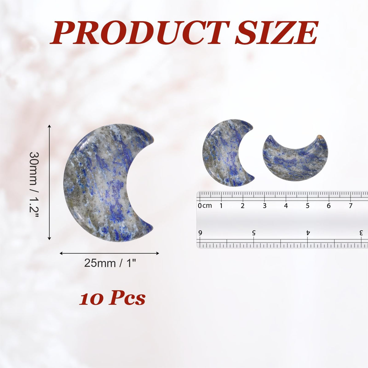 MECCANIXITY 10 Pcs Moon Crystal Worry Stone, 1.2 Inch Length Natural Lapis Lazuli Moon Gemstone Bulk, Carved Pocket Stones for Meditation Balancing Pendant Decor