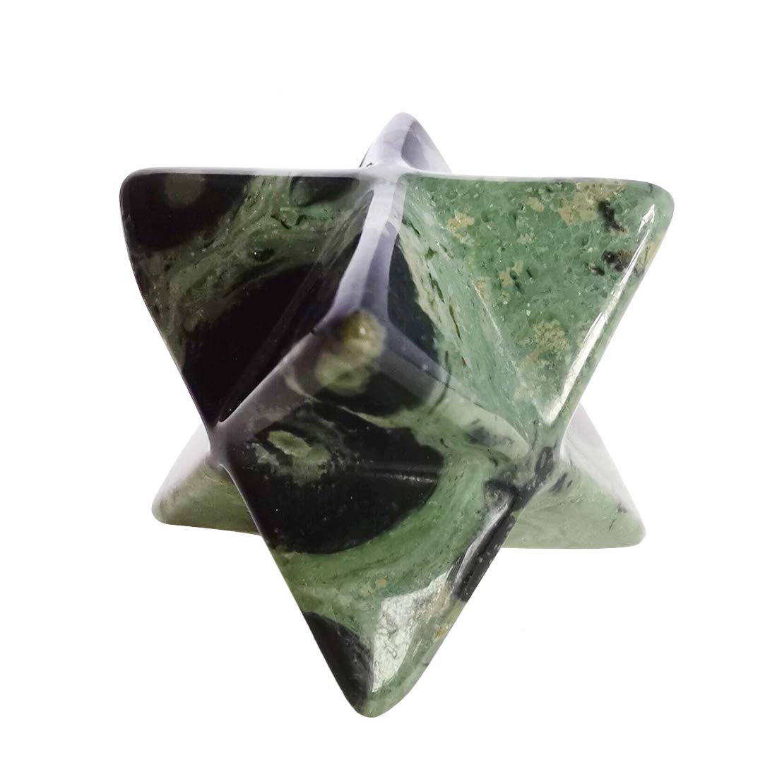 Loveliome Natural Kambaba Jasper Merkaba Crystal Protection Sacred Meditation Energy Generator Healing Chakra Six-Pointed Star 1 Inch