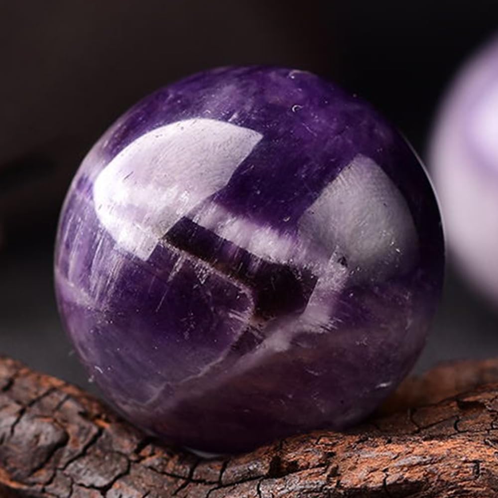 6-7CM/2.36-2.76inch Natural Crystal Ball Amethyst Sphere Hand Polished Decorative Sphere Healing Crystals Ball Healing Stone Crafts Fengshui Home Decoration Collect Gifts(Amethyst, 60-70mm)