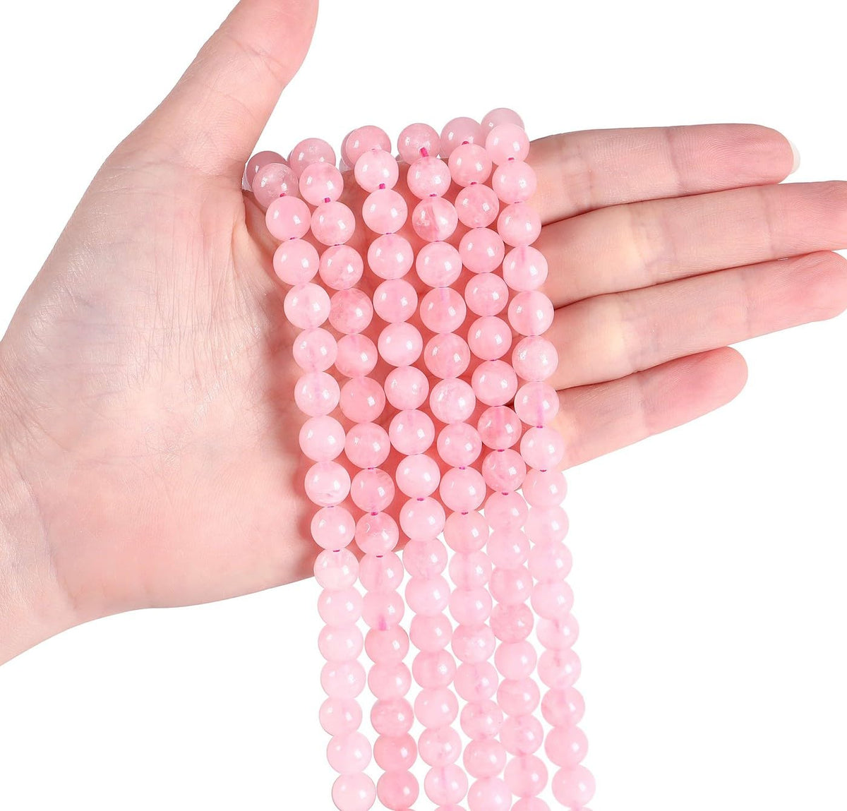 LAIDANLA Rose Quartz 8mm Natural Stone Beads Round Loose Gemstone Stone Beads for DIY Bracelet Necklace Earrings Jewelry Making Polishing Genuine Real Beading Crystal 96PCS 2 Strand 32"
