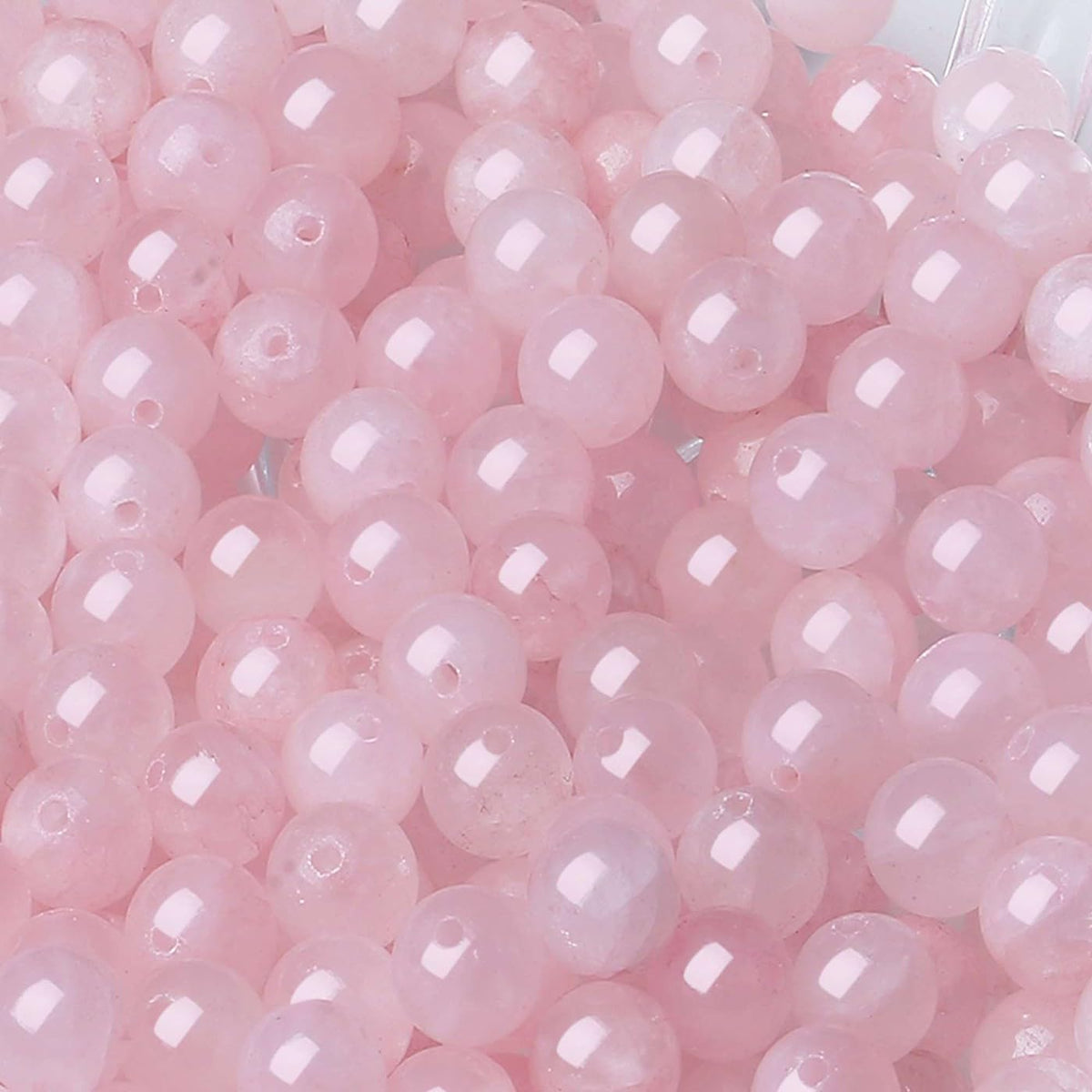 LAIDANLA Rose Quartz 8mm Natural Stone Beads Round Loose Gemstone Stone Beads for DIY Bracelet Necklace Earrings Jewelry Making Polishing Genuine Real Beading Crystal 96PCS 2 Strand 32"