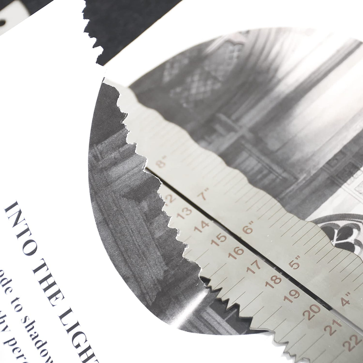 UPTTHOW 3PCS Stainless Steel Metal Paper Tearing Ruler Craft Ruler for Cutting Paper to Wavy Line Jagged and Irregular Edges 12'' Measuring Tool for Engineering School Office Architect and Drawing