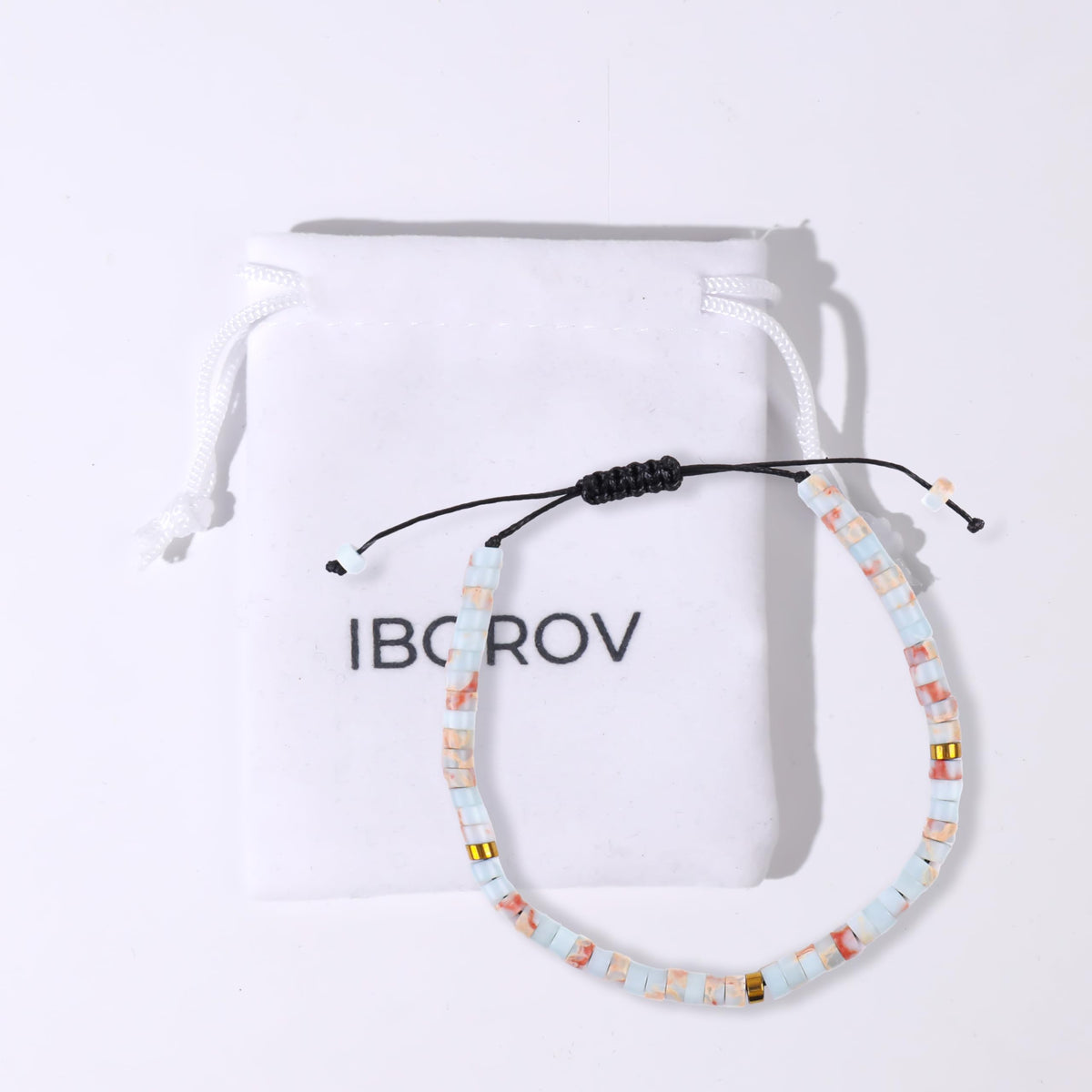 Iborov Handmade 4mm Natural Amazonite Stone Healing Crystal Beaded Bracelet Adjustable Braided Cord Chakra Jewelry for Men and Women