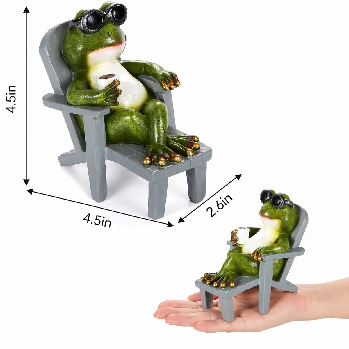 Magicnight Little Frog Garden Statue with mini Patio Mushroom Solar Lights Outdoor Figurines Halloween Home Decor Fairy Garden Accessories Small Lawn Ornaments 4.5"x4.5"x2.6"