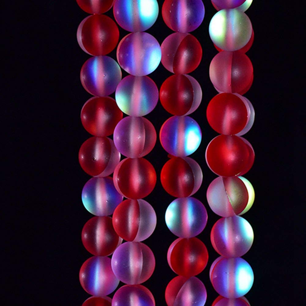 Asingeloo 38PCS 10mm Natural Red Mystic Aura Quartz Gemstone Frosted Matte Titanium Round Loose Spacer Beads 15 inch Full Strand Crystal Healing Power Quartz