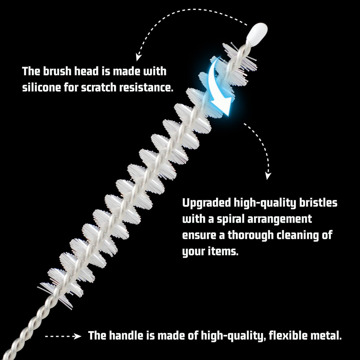 Milk Foamer Hose Brush, Tube Hose Cleaner Brush Ideal for Espresso & Coffee Machine Attachments，Extra Long Stainless Steel Brush for Cleaning Reusable Drinking Straws, Keg Lines and Pipes(13.7in)