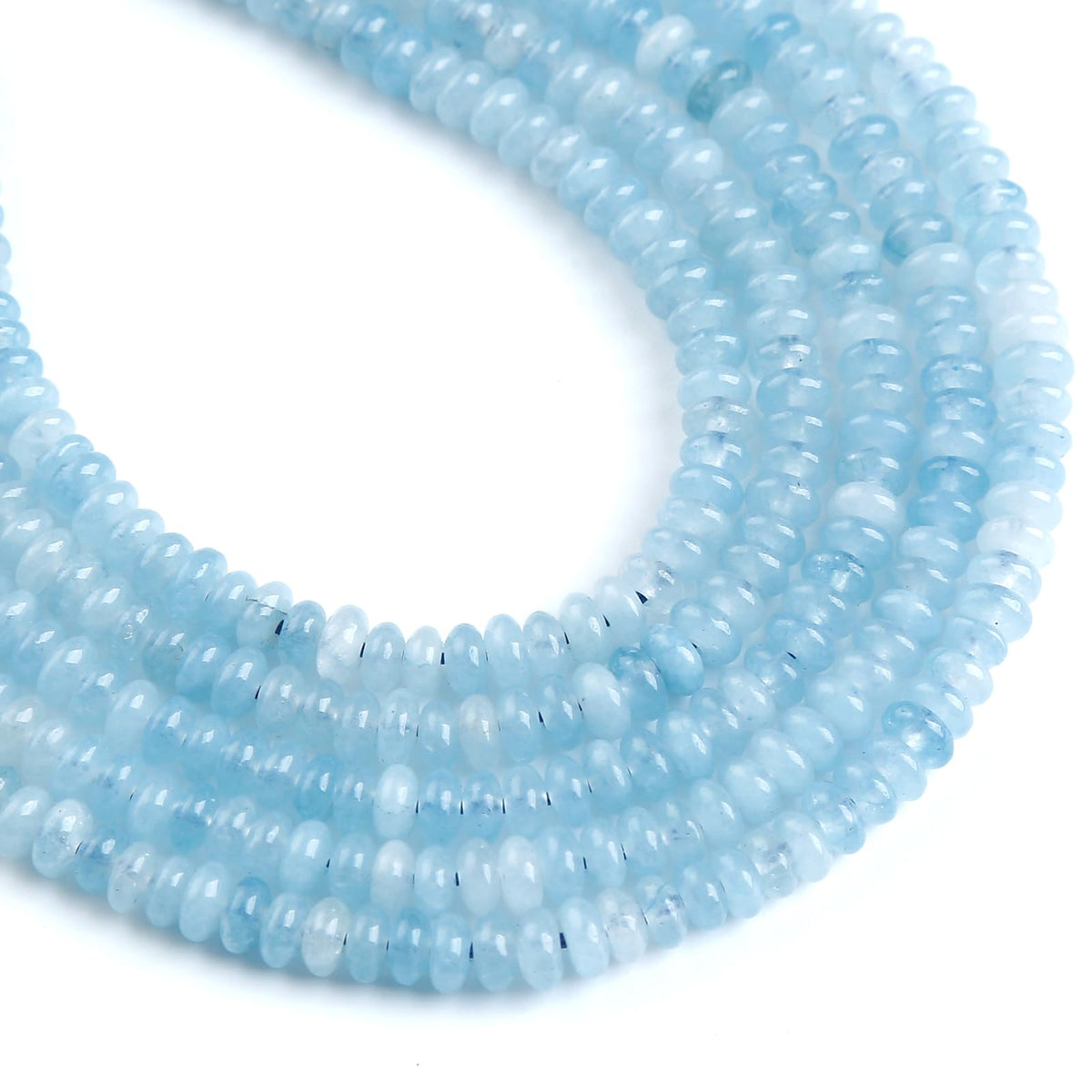 150PCS 2x4mm Natural Aquamarine Rondelle Beads Abacus Disk Stone Beads Round Loose Spacer Gemstone Beads for DIY Bracelet Necklace Jewelry Making