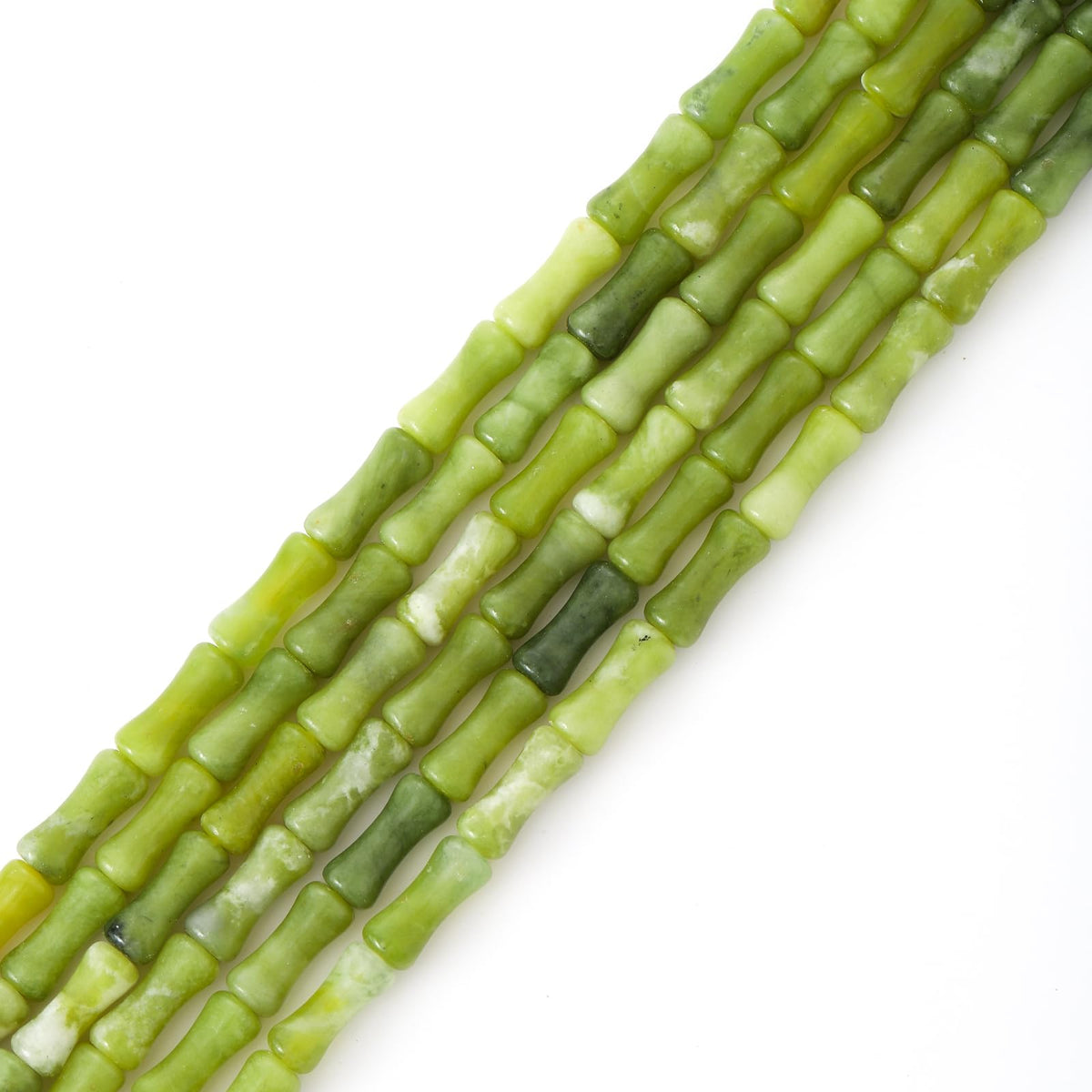 5x12mm Natural Green Jade Stone Bamboo Shape Gem Healing Energy Loose Spacer Beads for DIY Necklace Bracelet Earring