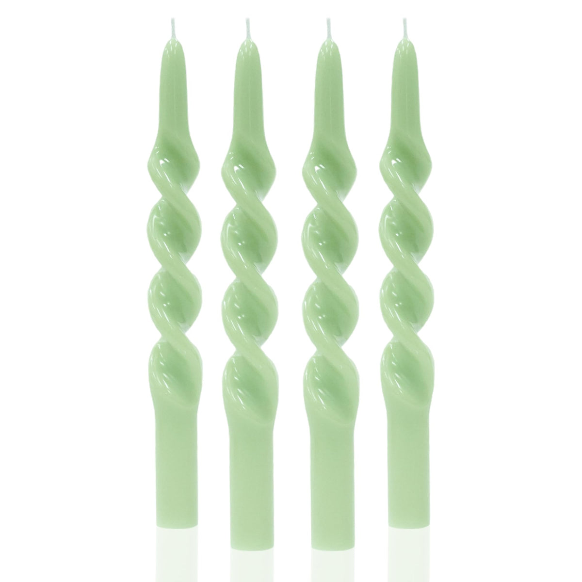 MAITREYA Green Taper Candles Conical Stick Candles Spiral Taper Candles-Set of 4 for Decoration Weddings Party Church-Unscented Dripless Candles,10inch(C-Light Green)
