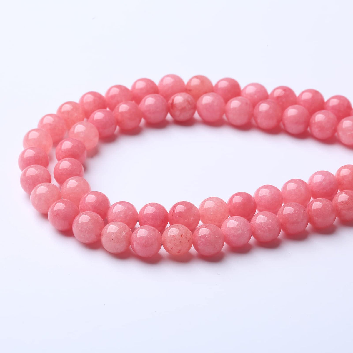36pcs 10mm Natural Pink Jades Beads Rhodochrosite Chalcedony Round Beads for Jewelry Making DIY Bracelet Crystal Energy Healing Power Stone (10mm, Pink Chalcedony)