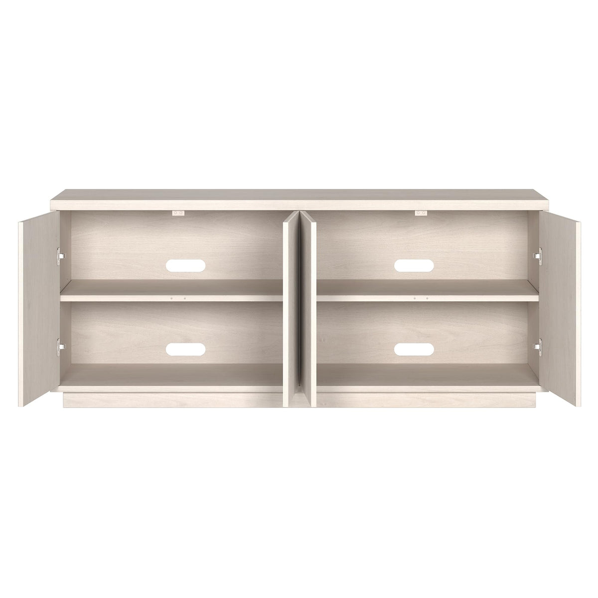 Henn&Hart Fluted TV Stand for TVs up to 65" with 2 Concealed Ribbed Storage Cabinets and Adjustable Shelves for Living Room, Family Room, or Office, Beech White
