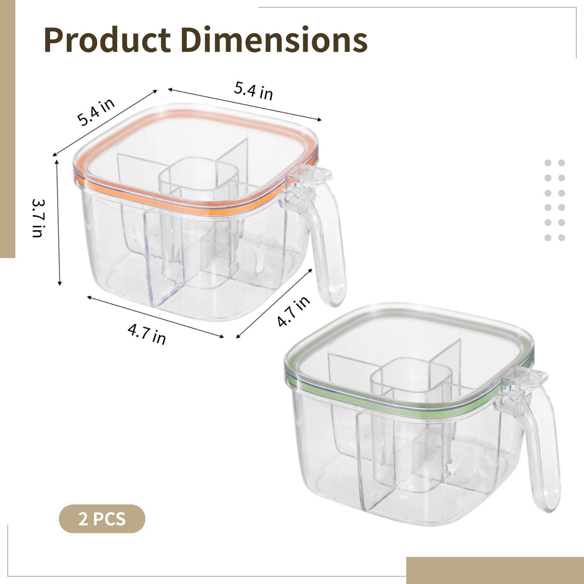 Homaisson 2 Pcs 4-Compartment Seasoning Boxes, Sealed Seasoning Containers with Lids & Spoons, Transparent Spice Organizers, Space-Saving Condiment Jars for Salt, Sugar, Pepper