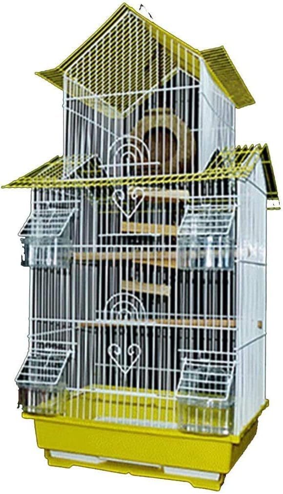 Professional Birdcage Pet Supplies Bird Carrier Gardening Decor Parrot Cages for Large Birds, Household Large Parrot Cage, House-Shaped Decorative Bird Cage, Parakeet Love Bird Pearl Bird (Yellow )
