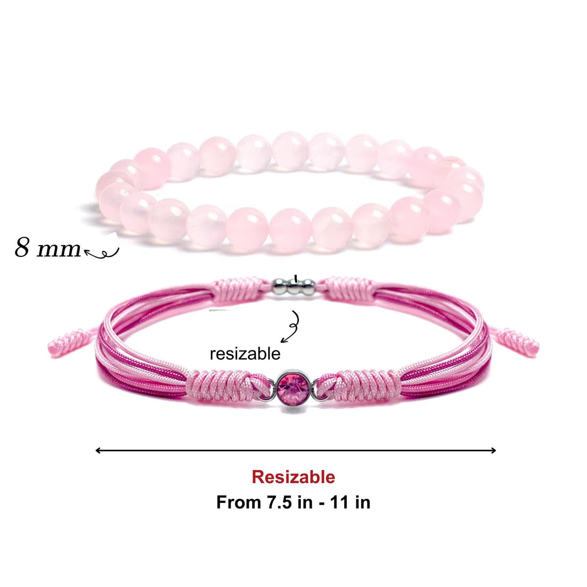 Crgwxzl October Birthstone Bracelets for Women Men,Healing Crystal Protection Stone Rose Quartz Beads Bracelet,String Wrap Zodiac Month Bracelets Birthday Jewelry Gifts