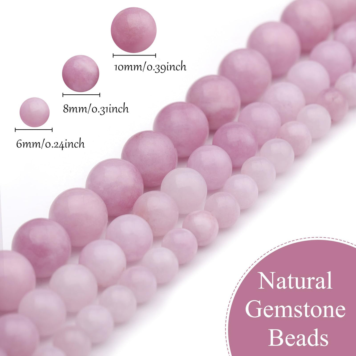 35pcs 10mm Natural Gemstone Beads for Jewelry Making Supplies,Pink Chalcedony Healing Crystal Polished Round Loose Stone Beads for Bracelet Necklace 15 Inch