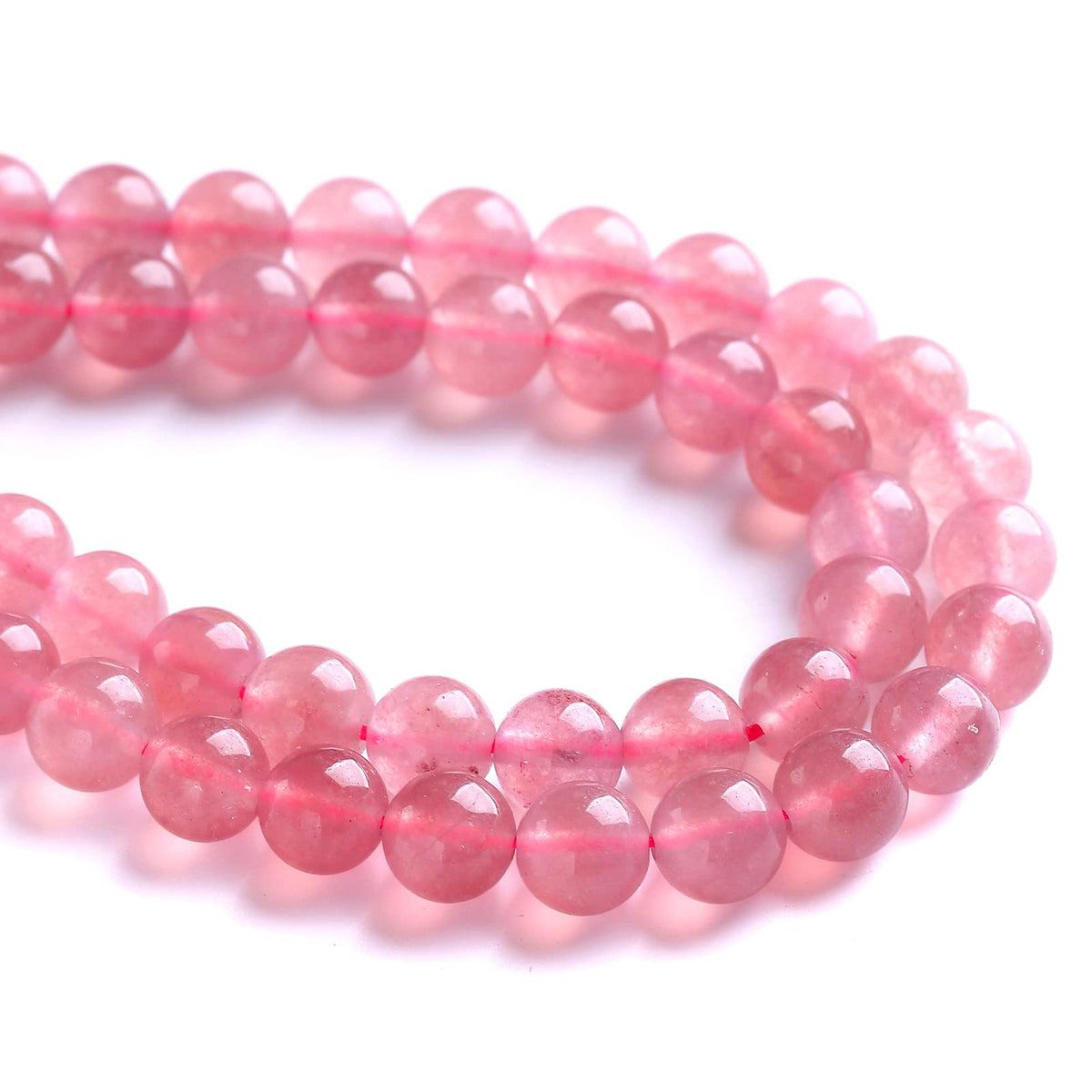 8MM 46PCS Natural Strawberry Quartz Crystal Jade Spacer Loose Beads for Jewelry Making DIY Bracelet Necklace